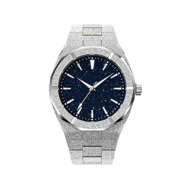 Valux Skyfall Midnight Frost – black dial stainless steel luxury men’s watch with butterfly clasp