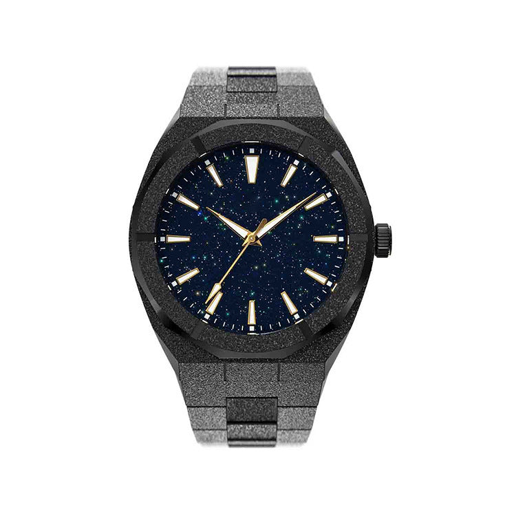 Valux Skyfall Obsidian Noir – black luxury men’s watch with stainless steel strap and minimalist dial